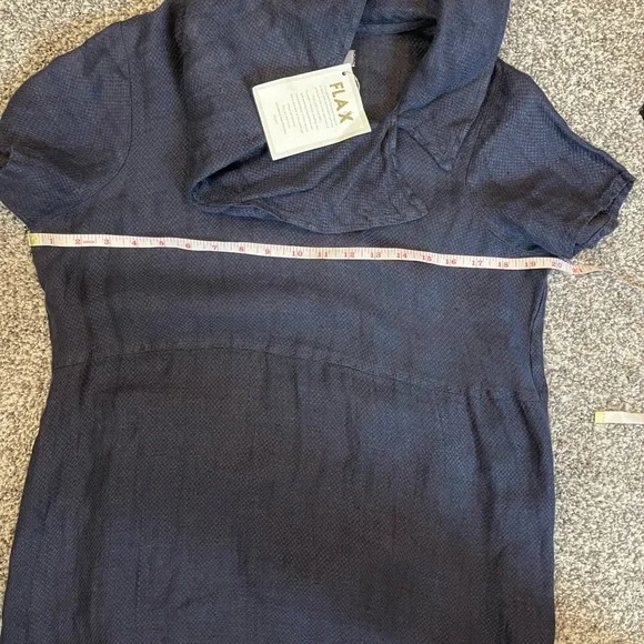 NWT Flax Navy Cowl Neck Linen Maxi Dress Size P/S - Picture 10 of 12